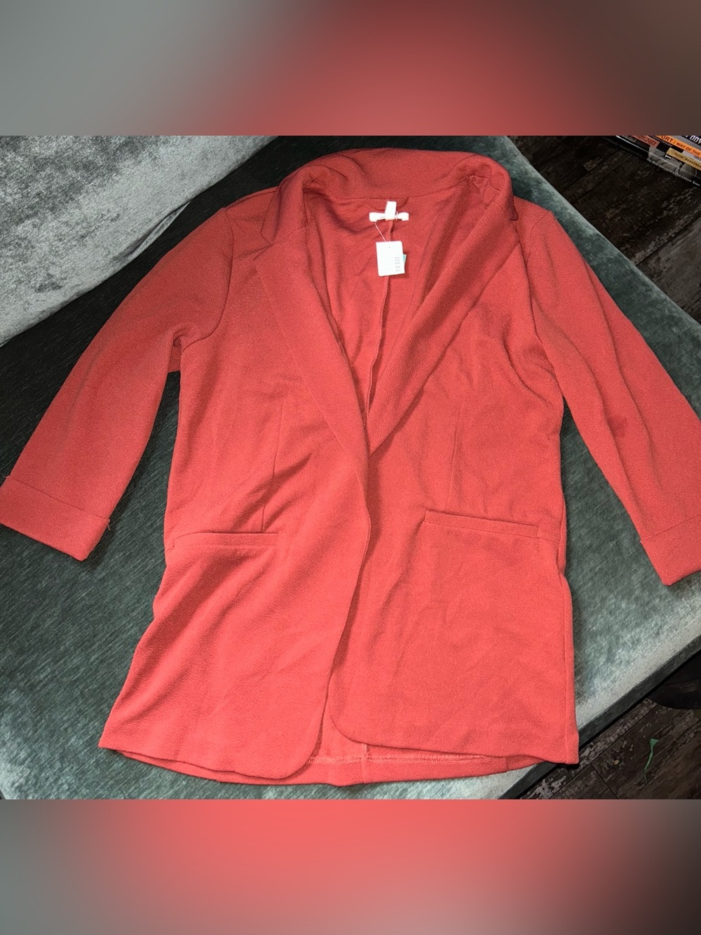 NWT Women's Orange Open-Front Blazer